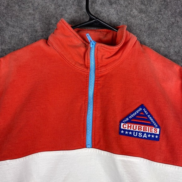 Chubbies‎ Sweater Mens Small Blue White Colorblock Pullover 1/4 Zip - Picture 6 of 12